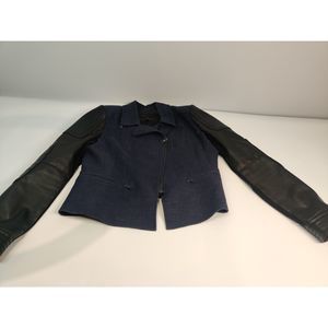NWOT BCBGMAXAZRIA Motorcycle Jacket Faux Leather & Dark Blue Size L